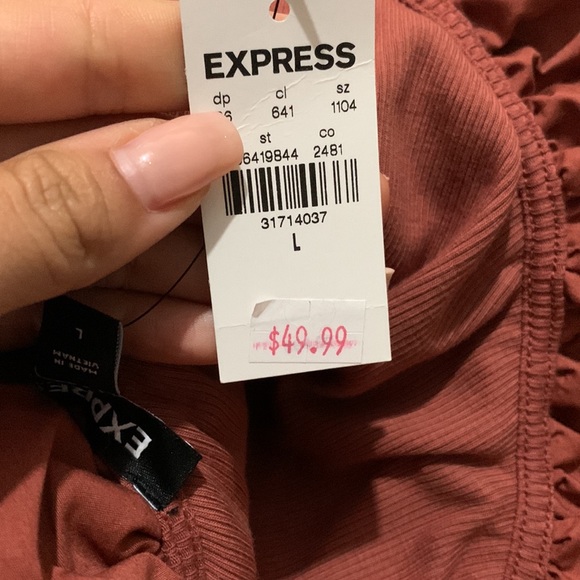 Poplin Ruffle One Shoulder Thong Bodysuit size Large - Picture 3 of 3